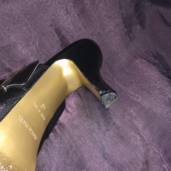 “DONATED” Emilio Pucci, Black Leather Platform High Heeled Mules, Sz 40, EUC - Picture 11 of 12
